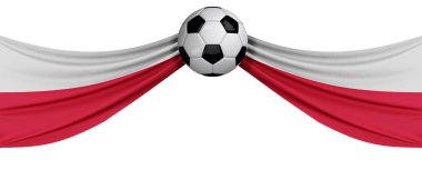 Bir futbol topu ile Polonya ulusal bayrağı. Futbol desteği