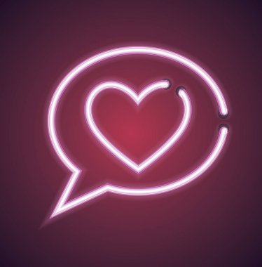 Valentine 'ın neon aşk konuşması kabarcık vektör işareti
