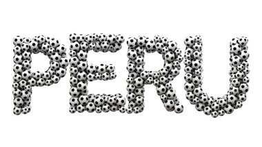 Futbol topu dokusundan yapılmış Peru kelimesi. 3d Hazırlama