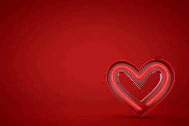 Kırmızı neon sevgililer günü kalbi. 3d Hazırlama
