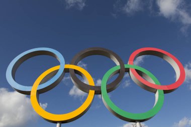 Londra, Uk - 15 Şubat 2018 Olimpiyat sembolü 