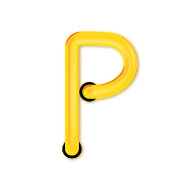 Neon tüpü tarzı hafif harf P. Parlayan neon büyük harf. 3d 