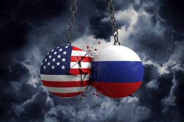 Usa ve Rusya arasındaki ilişki çatışması. Ticaret anlaşması konsepti