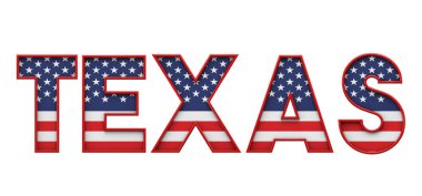 Texas Usa eyaleti başlangıçtan ve çizgili harflerden yapılmıştır. 3d Rende