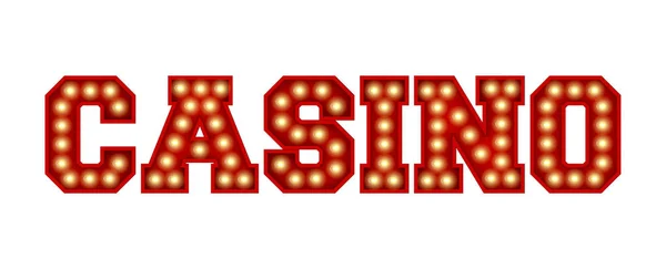 Parola Casinò Fatto Rosso Vintage Lettering Lampadina Isolato Bianco Rendering — Foto Stock