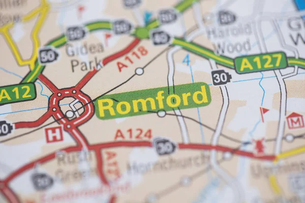 Romford location road map. Great Britain map. — Stock Photo, Image