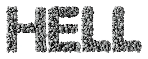 Hell Word Made Skull Font Rendering — 图库照片