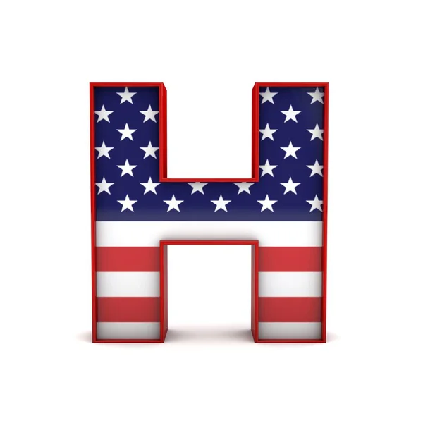 Літера H зірки і смуги американського прапора шрифт запису. 3D Ренд — стокове фото