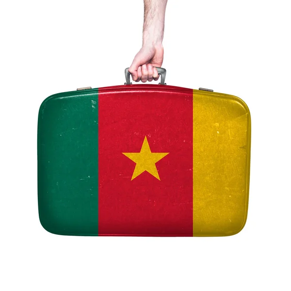 Bandera Camerún Una Maleta Cuero Vintage — Foto de Stock
