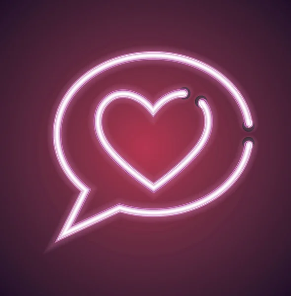 Valentine Neon Love Speech Bubble Vector Sign — Stock Photo, Image