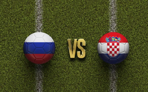 Rusia Contra Croacia Partido Cuartos Final Fútbol Renderizado —  Fotos de Stock