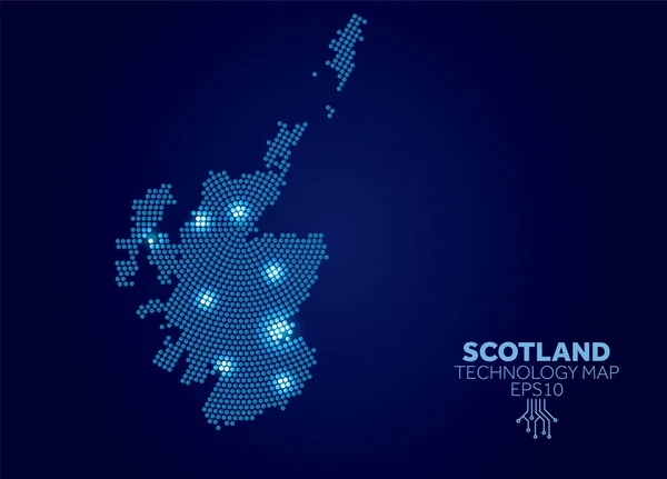 Scotland dotted technology map. Modern data communication concept