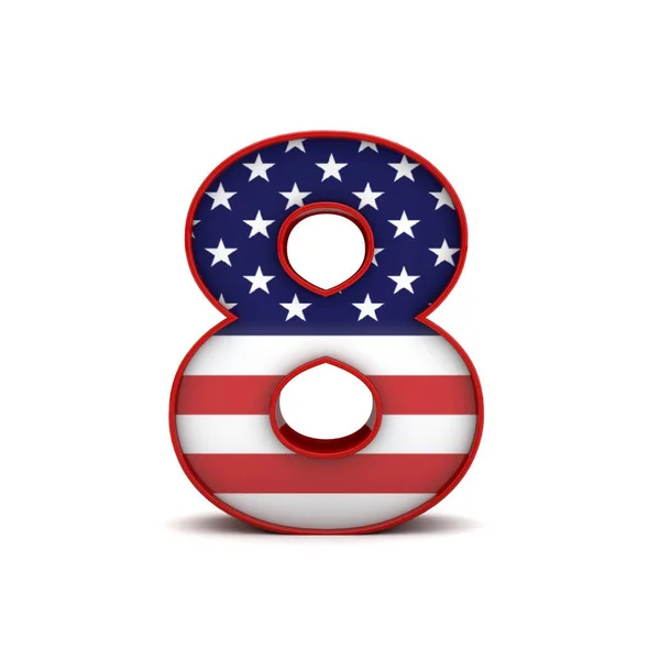Nummer Sterren Strepen Amerikaanse Vlag Belettering Lettertype Rendering — Stockfoto