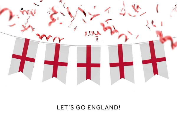 Engeland nationale vlag feestelijke gors met confetti. 3d Renderine — Stockfoto