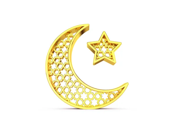 Ramadan Kareem lua e estrela. Renderização 3D — Fotografia de Stock