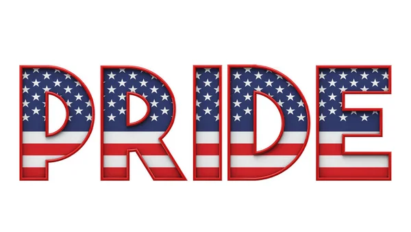 Pride stars and stripes flag font word. Rendering 3D — Foto Stock