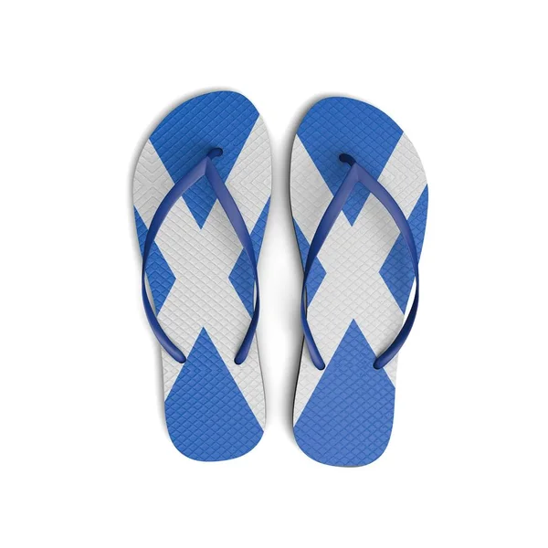 Schotse vlag flip flop sandalen op een witte achtergrond. 3d Render — Stockfoto