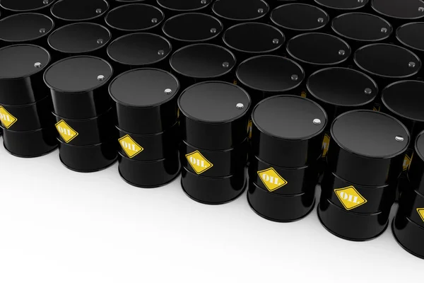 Containers met metalen olievat. 3d Rendering — Stockfoto