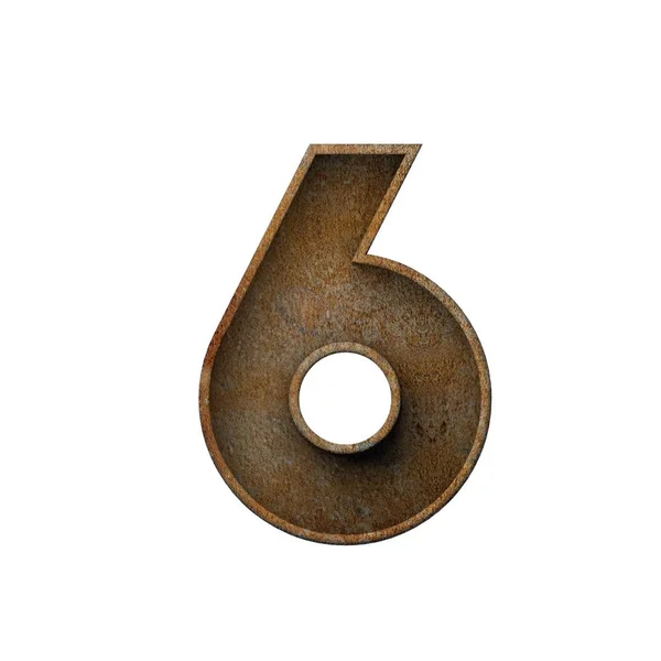 Número 6 grunge rusted font. Renderização 3D — Fotografia de Stock