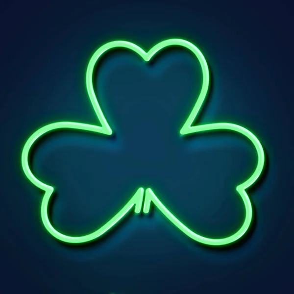 Patricks Dag Grön Neon Klöver Shamrock Blad Konvertering — Stockfoto