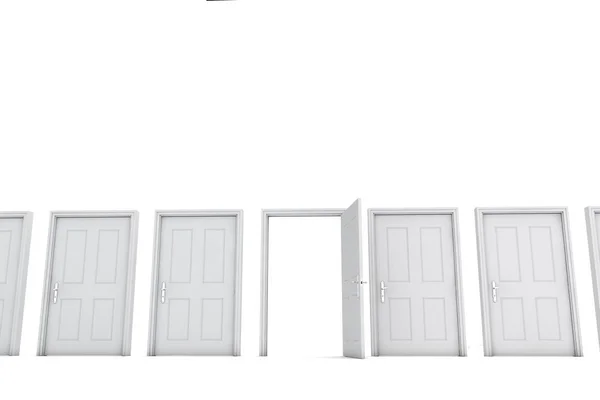Puerta abierta aislada sobre fondo blanco. Renderizado 3D — Foto de Stock