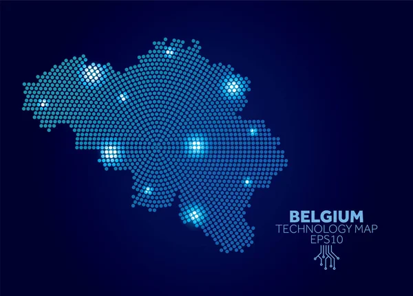 Belgia Wykropkowała Mapę Technologii Nowoczesna Koncepcja Transmisji Danych — Zdjęcie stockowe