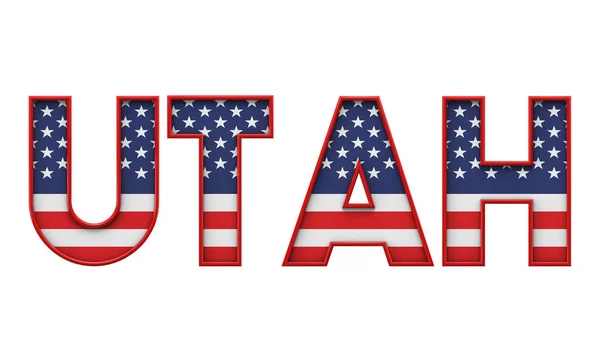 Utah Usa State Made Starts Stripes Lettering Rendering — Stock Photo, Image