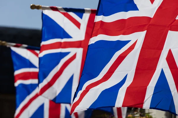 Union Jack flags hang in Windsor in preperation for the royal we