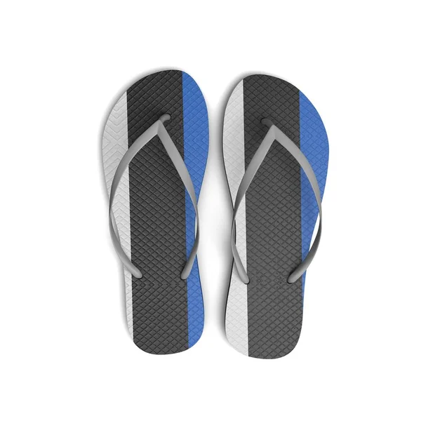 Estonia flag flip flop sandals on a white background. 3D Renderi — Stock Photo, Image