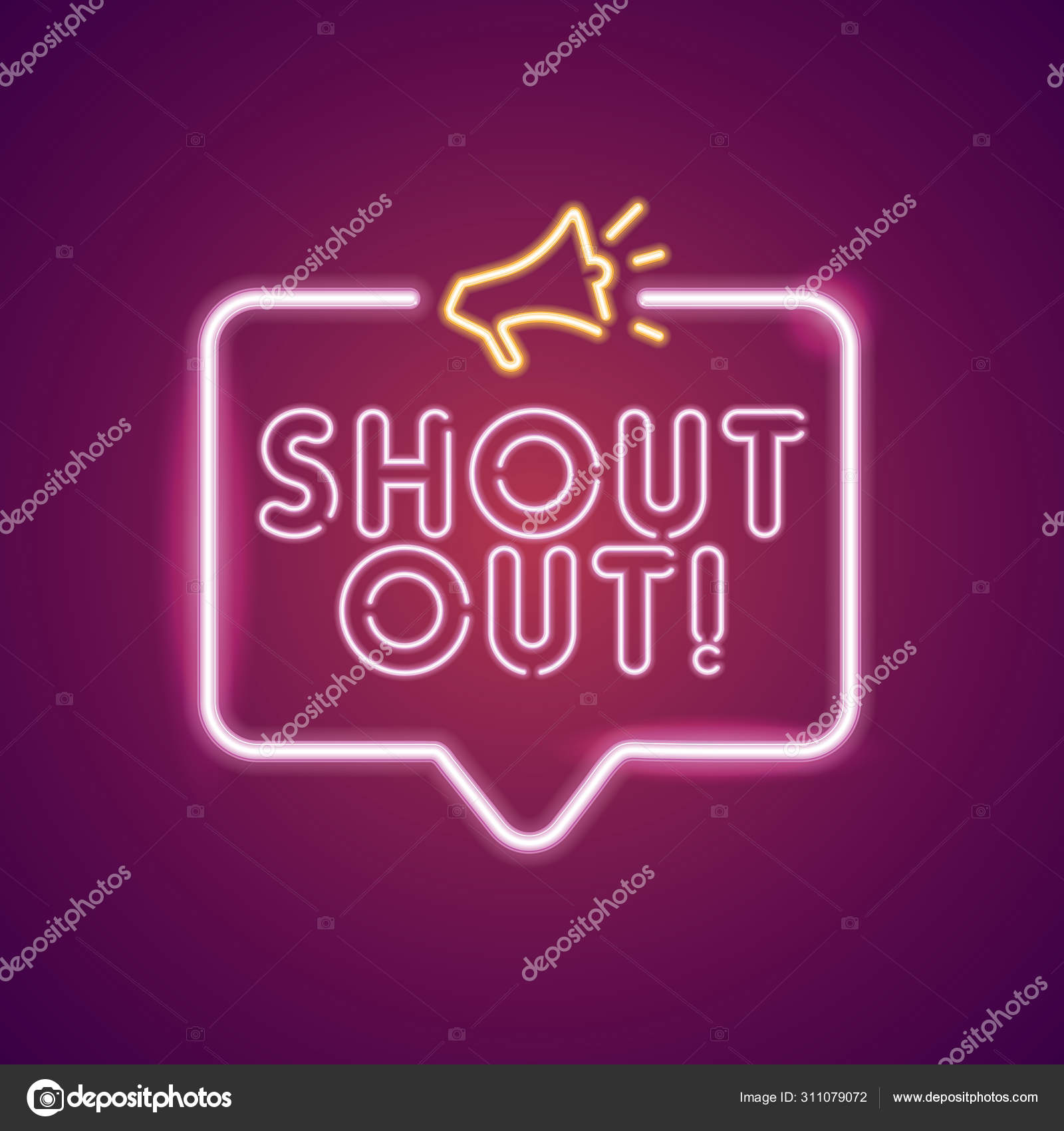 Shout Out Neon Light Announcement Poster Template Stock Vector C Inkdropcreative