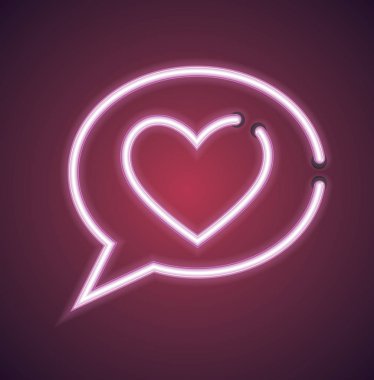 Valentine 'ın neon aşk konuşması kabarcık vektör işareti