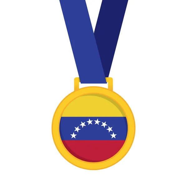 Εθνική Σημαία Της Βενεζουέλας Χρυσό Μετάλλιο Πρώτη Θέση Νικητές — Διανυσματικό Αρχείο