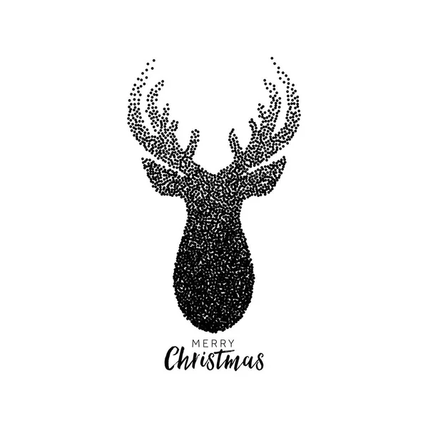 Ilustração Vetorial Cartão Com Veados Natal —  Vetores de Stock