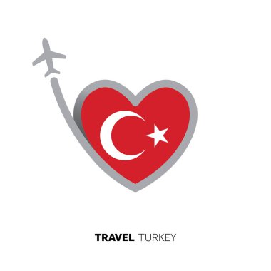 Hindi yolculuğu konsepti. Uçakla kalp şeklinde bayrak