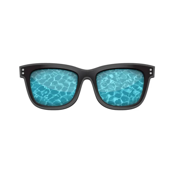 Sommersonnenbrille Mit Wellenförmiger Poolreflexion — Stockvektor