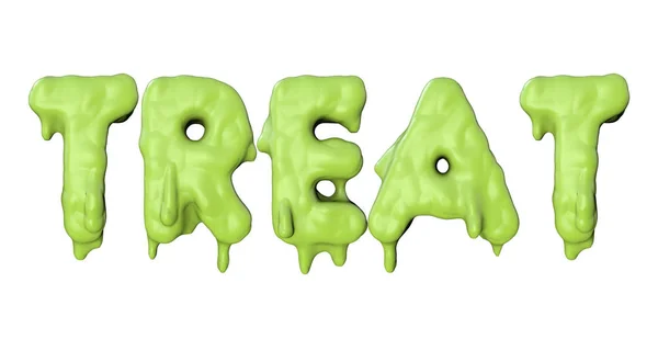 Ставтеся до слова, зробленого з зеленого хеллоуїна з написання слизу. 3D рендеринг — стокове фото
