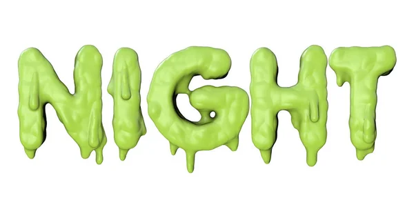 Parola di notte fatta con scritte verdi di Halloween melma. Render 3D — Foto Stock