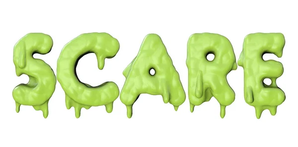 Scare word made from green halloween slime lettering. 3D Render — Stock Photo, Image