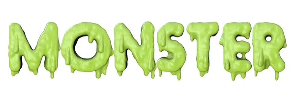 Monsterwoord gemaakt van groene Halloween slijmerige letters. 3d Render — Stockfoto