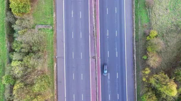 Aerial View Vehicles Travelling Road Suburbs Town — Stock Video