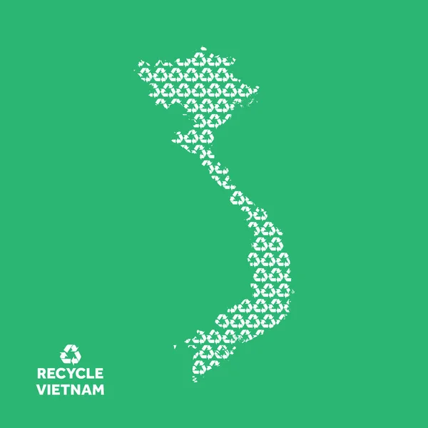 Mapa vietnamita hecho de símbolo de reciclaje. Concepto medioambiental — Vector de stock