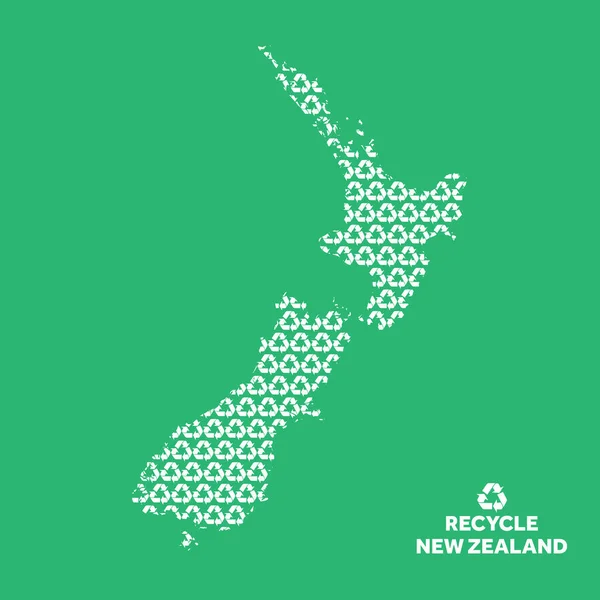 Neuseeland-Karte aus Recycling-Symbol. Umweltkonzept — Stockvektor