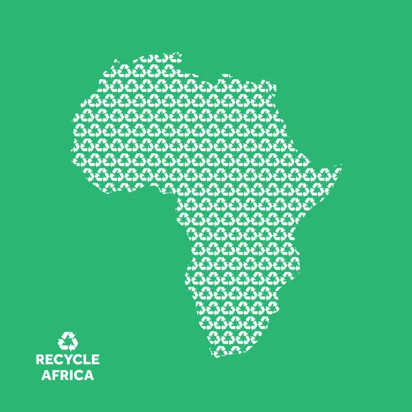 Afrika haritası geri dönüşüm sembolünden yapıldı. Çevre kavramı — Stok Vektör