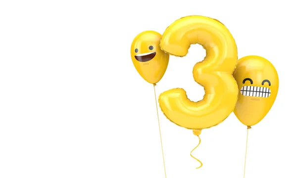 Globo Cumpleaños Número Con Globos Emoji Caras Renderizado —  Fotos de Stock