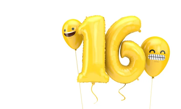 Palloncino Compleanno Numero Con Faccine Emoji Palloncini Render — Foto Stock