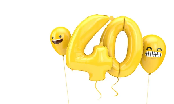 Nummer Verjaardagsballon Met Emoji Gezichten Ballonnen Render — Stockfoto