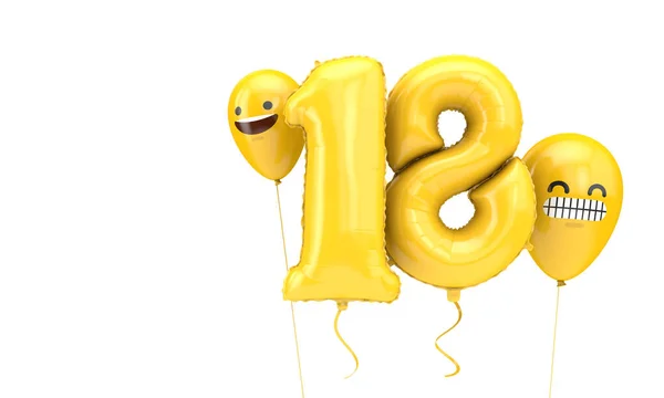 Balon Urodzinowy Numer Emotkami Twarzy Renderowanie — Zdjęcie stockowe