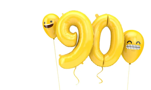 Zahl Geburtstagsballon Mit Emoji Gesichter Luftballons Darstellung — Stockfoto