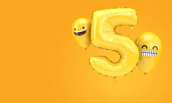 Globo Cumpleaños Número Con Globos Emoji Caras Renderizado —  Fotos de Stock