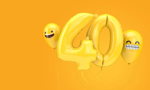 Number Birthday Ballloon Emoji Faces Balloons Render — Stock Photo, Image